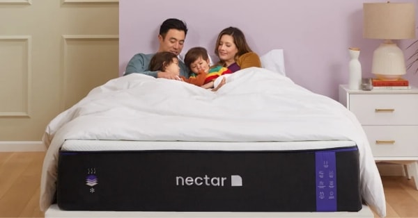 family in bed nectar mattress